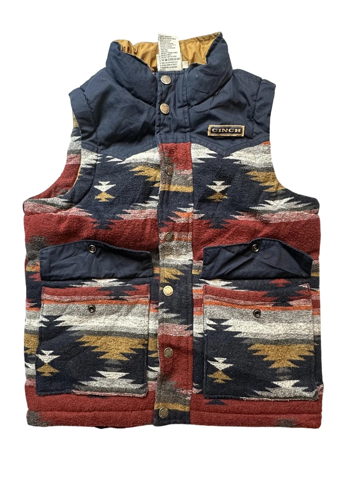 Colete Cinch Masculino Médio 10 Sudoeste Estampa Asteca Zíper Ocidental Isolado - Imagem 1 de 4