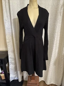 INC International Concepts Black V Neck Sweater Dress, NWT, Size Large - Picture 1 of 4