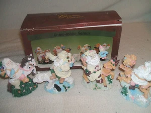 Santa Ceramic Figurines Christmas Set Of 4 Riding Raindeers, Horse & Polar Bear - Bild 1 von 7