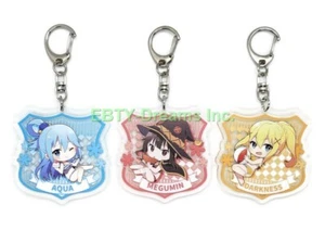 Juego de 3 Llaveros de Acrílico KonoSuba Bendición de Dios Anime Megumin Aqua Oscuridad v2 - Imagen 1 de 2