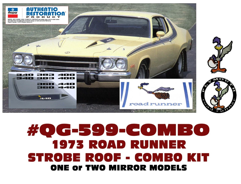QG-599+ 1973 PLYMOUTH ROAD RUNNER - RAYA ESTROBOSCÓPICA LATERAL Y TECHO - COMBO  Foto 1 de 1