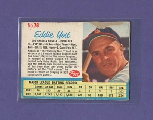 1962 Post Cereal - #76 - Eddie Yost - Los Angeles Angels - Picture 1 of 2