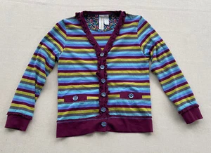 Girls Matilda Jane Plum Kitten Cardigan Stripes Sweater Size 10 Paint By Numbers - Picture 1 of 7