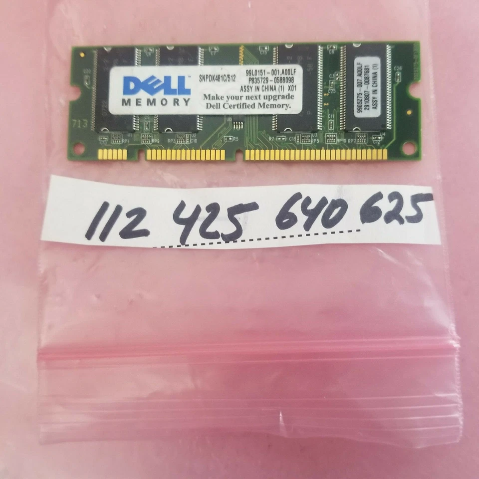 Dell SNPDK481C/512 512MB Printer DDR SDRAM 333 MHz PC2700 100PIN  - Image 1 of 1