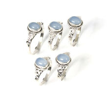 Wholesale 5pc 925 Solid Sterling Silver Blue Chalcedony Ring Lot e112