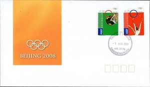 Juego de 2 S/A de los Juegos Olímpicos de Australia Beijing 2008 FDC, como nuevo Internationals - Imagen 1 de 1