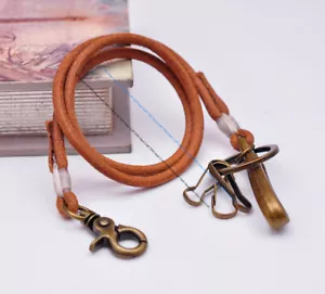 Catena portafoglio jeans biker camionista qualità 30' marrone ottone resistente 5 mm in pelle chiave - Foto 1 di 10