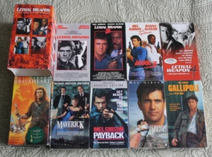 Mel Gibson VHS 9 Movie Lot Lethal Weapon Maverick Payback Gallipoli Braveheart - Picture 1 of 2