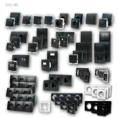 Steckdosen & Schalter Serie FLAIR, Schalterprogramm schwarz unterputz Serie 230V - Bild 1 von 4