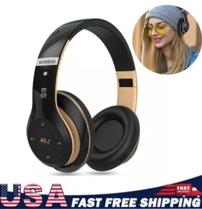 Wireless Bluetooth Headphones Headset Over-Ear FM Radio MIC Foldable Headset US - Picture 1 of 10