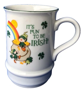 Vintage Irish Shamrock Porzellan Kaffeebecher "It's Fun To Be Irish!" - Bild 1 von 8