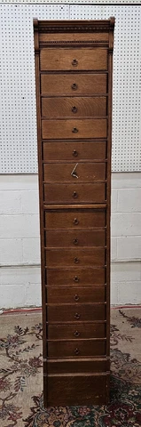 Antique Oak 15 Drawer Filing Cabinet-har Cover