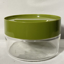 Vtg Pyrex See and Store Glass Canister Avocado Green Lid with Plastic Insert