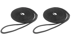 2 x Negro Doble Trenza sobre Trenza Poliéster Cuerda de Amarre Líneas 10mm-16mm - Imagen 1 de 11