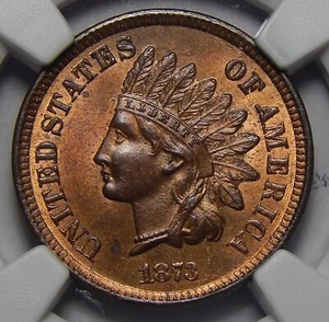 1873 OPEN 3 NGC MS65RB INDIAN HEAD CENT - Picture 1 of 4