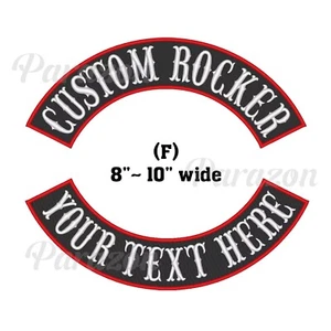 Custom Embroidered 8" 9" 10" Top/Bottom Rocker Sew on Patch MC Biker Badge (F) - Picture 1 of 20