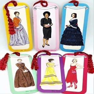 6 Famous America WOMEN AUTHORS BOOK MARKS Pristine Condition RARE! Shackman - Picture 1 of 5