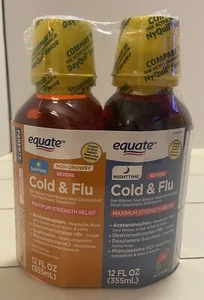 equate Cold and Flu Day and Night Maximum Strength Relief Syrup 12 oz Each - Picture 1 of 10