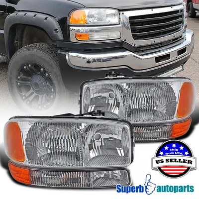 Fits 1999-2006 GMC Sierra 2000-2006 Yukon 00-06 Yukon XL Headlights Signal Light - Image 1 of 4