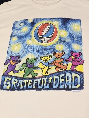 Grateful Dead Starry Night Dancing Bears T-Shirt L Liquid Blue - Image 1 of 4