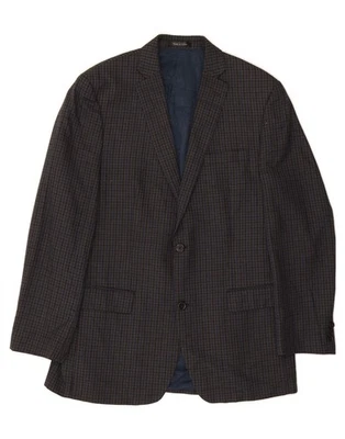 MICHAEL KORS Mens 2 Button Blazer Jacket UK 40 Large Grey Check Polyester AN15 - Image 1 of 3