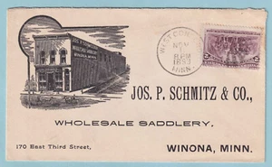 UNITED STATES ADVERTISING COVER - HORSE SADDLES - JOS. P. SCHMITZ & CO. - B808 - Picture 1 of 2