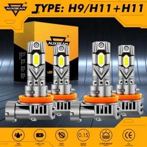 4PCS AUXBEAM H9 H11 Canbus LED Headlight Bulbs High Low Beam Super Bright 6500K - Picture 1 of 12