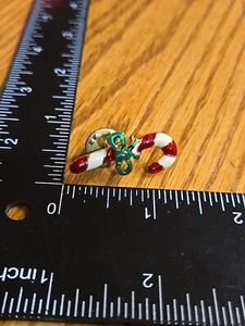 Pin vintage de Navidad con solapa de bastón de caramelo Tie Tac J6 - Imagen 1 de 4