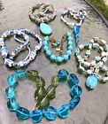 Lot Of 6 Rhapsody In Blue Necklaces- Scarab, Blown Glass, Delft Porcelain Lucite