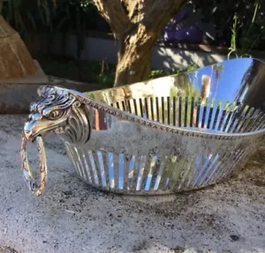 Vintage French Openwork Silver Plated Basket Eagle Head Grips 620G 20th Century - Picture 1 of 4