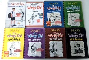 LOT Of 7 Hardcovers DIARY OF A WIMPY KID Books by Jeff Kinney 2-5 7 10 & NEW DVD - Picture 1 of 4