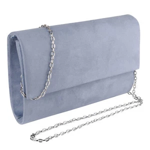 Women Elegant Faux Suede Evening Clutch Chain Phone Shoulder Crossbody Purse Bag - Picture 1 of 12