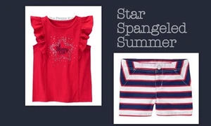 NWT Gymboree STAR SPANGLED SUMMER Shining Star Tee & Striped Shorts  Sz. 8 or 10 - Picture 1 of 3