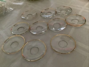Antico set di 8 gocce collare cera candela bobeches vetro vintage - Foto 1 di 3