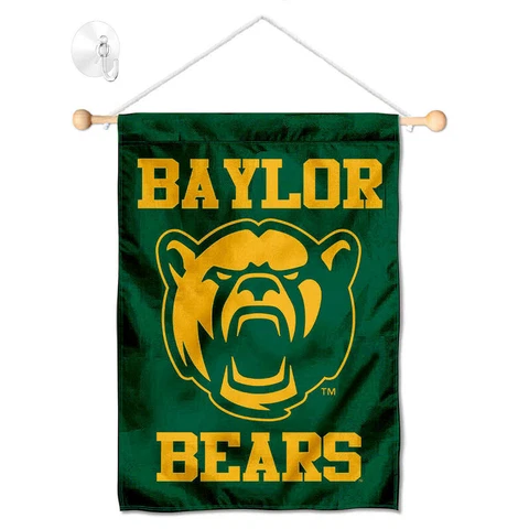 Baylor Bears Bear Head Banner Window Hanging with Suction Cup Cover
