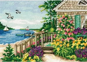 COUNTED CROSS STITCH PATTERN ONLY - BAYSIDE COTTAGE - Picture 1 of 2