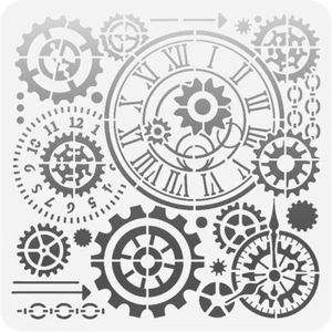 8"x8" Clear Plastic Stencil - Cogs & Gears (SA986) - Picture 1 of 2