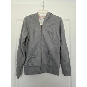 Allihop Anthropologie Reversible Full Zip Gray Floral Hoodie Gr. M Y2K Streetwear - Bild 1 von 5