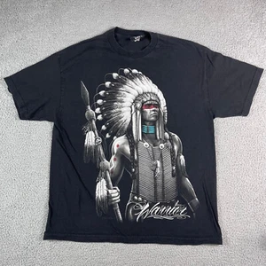 Camisa DGA Para Hombres Extra Grande Negra Guerrero Nativo Tribal Cuello Redondo Camiseta - Imagen 1 de 15