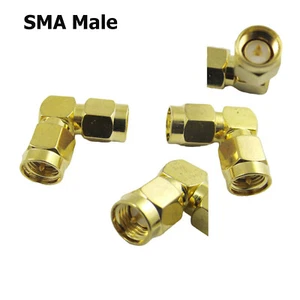 10pcs SMA Male Plug to SMA Male Right Angle Coaxial Gold RF Connector Adapter - Picture 1 of 6