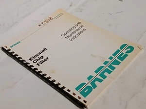 Barnes Kleenall Chip Filter Machine Operation & Maintenance Manual, as shown - Picture 1 of 4