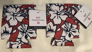 Juego de 2 fundas de espuma para bebidas Vineyard Vines for Target Hibiscus Whale Can - Imagen 1 de 7