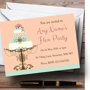 Classical Cake Beautiful Personalised Hen Party Invitations - Picture 1 of 1
