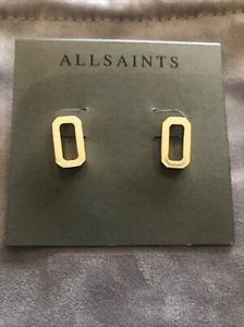 Aretes rectangulares AllSaints tono dorado - Imagen 1 de 6