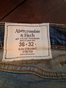 Abercrombie & Fitch athletic slim Men’s (36X32) blue tapered denim jeans pants - Picture 1 of 3