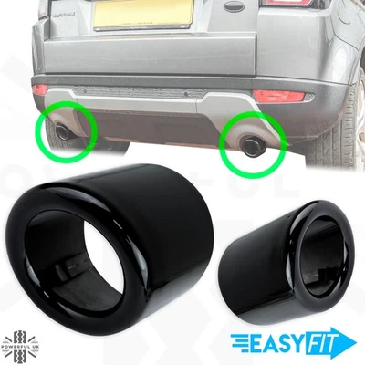 2 Exhaust tips upgrade Gloss Black for Range Rover Evoque Pure/Prestige tailpipe - Image 1 of 4