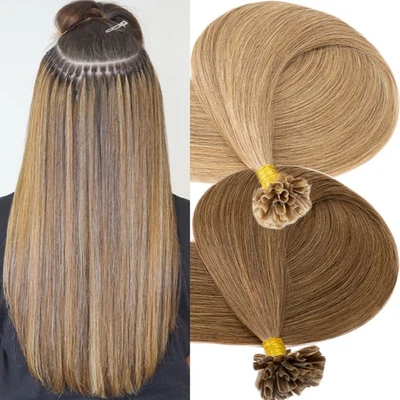 Pegamento Fusión U Uñas Planas Punta Cabello 100% Remy Extensiones de Cabello Humano 150G Cabeza Completa Foto 1 de 4