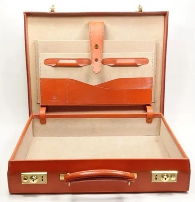 Estuche Swaine Adeney Brigg Attache 17"x13"x3.6" Marrón Brida Cuero Llave + Soporte Foto 1 de 4