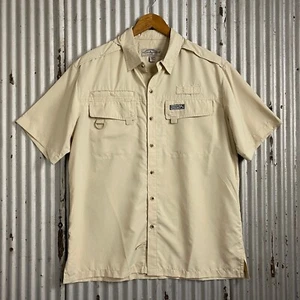 Hook & Tackle Seacliff 2.0 Fishing Shirt Mens Large Beige UV Sun Button Up L S/S - Picture 1 of 15