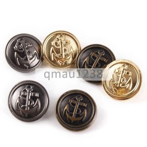 15MM-25MM METAL SHANK BUTTONS ANTIQUE ANCHOR ROUND COAT BAG DIY SEWING CRAFTS - Picture 1 of 10